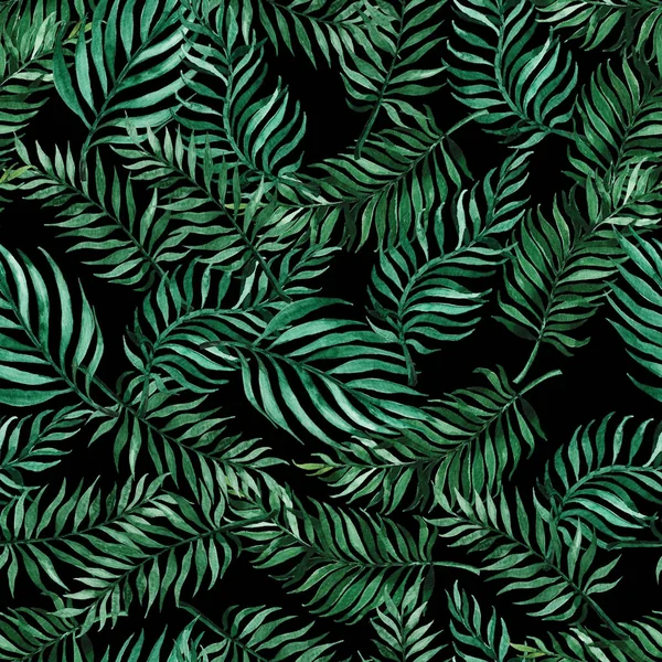 Seamless Hand Drawn Tropical Vector Pattern Exotic Palm Leaves — Stock Photo, Image
