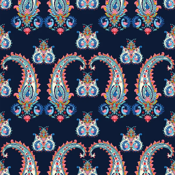 Paisley vektör kusursuz desen. Muhteşem çiçek, yapraklar. Tekstil bohem baskısı. Batik resim.