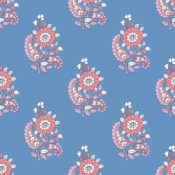 Indian flower block print seamless design for wallpaper, wrapping paper, background, fabric.