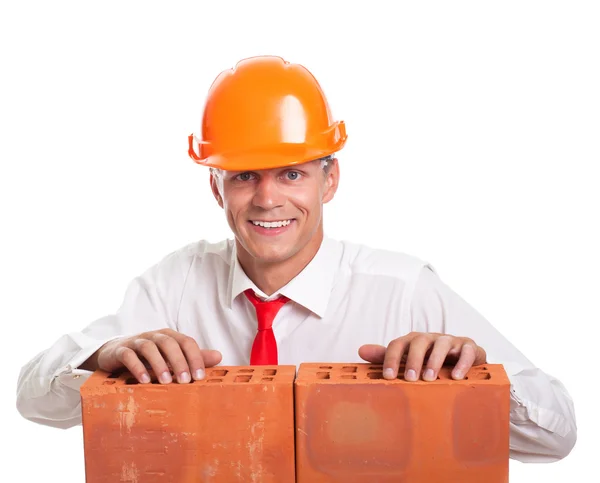 Empresário com tijolos — Fotografia de Stock