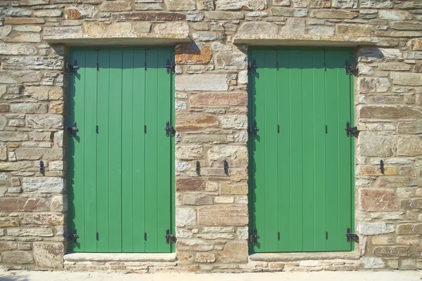 Duplo portas verdes — Fotografia de Stock