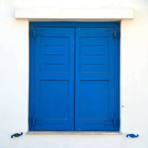 Modré malované dřevěné okenice — Stock fotografie