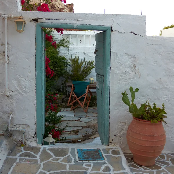 Porta e vaso di fiori — Foto Stock