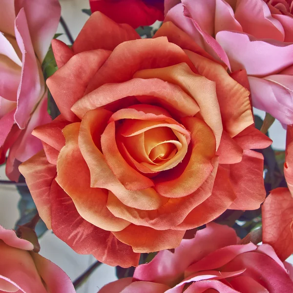 Orange textile rose closeup — Stock Photo, Image