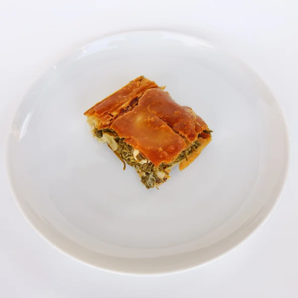 Gourmet-hausgemachter Spinat, Kräuter und Feta-Käsekuchen — Stockfoto