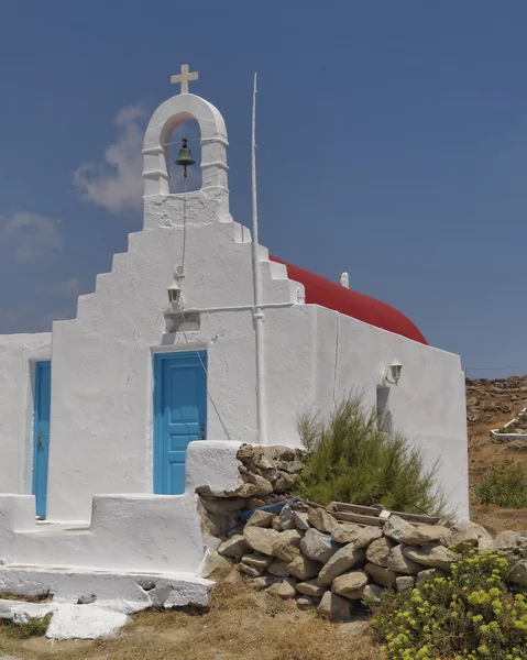 Iglesia pintoresca, isla de Mykonos, Grecia —  Fotos de Stock