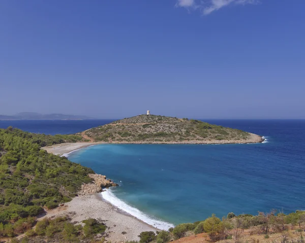 Lugn strand och halvön, chios ö — Stockfoto