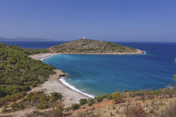 Lugn strand och halvön, chios ö — Stockfoto