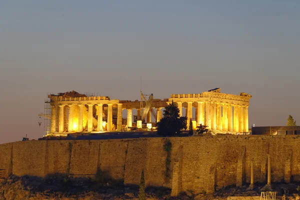 Parthenon, Akropolis twilight görünümü, Yunanistan — Stok fotoğraf