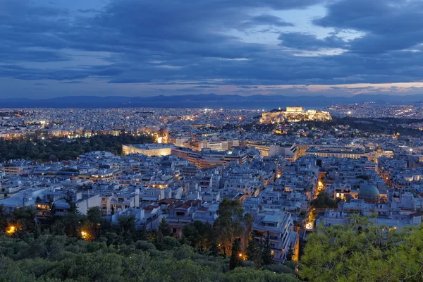 Partenone, Acropoli e paesaggio urbano di Atene — Foto Stock