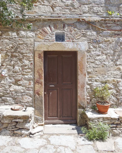 Porta e vaso de plantas — Fotografia de Stock