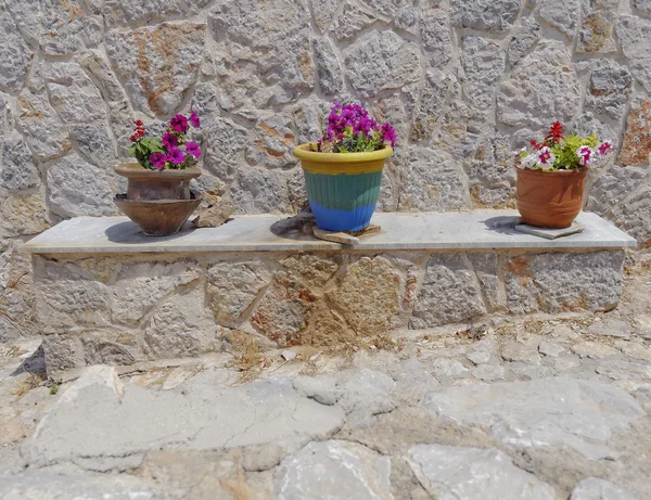 Three terracotta flowerpots — Stock Photo, Image