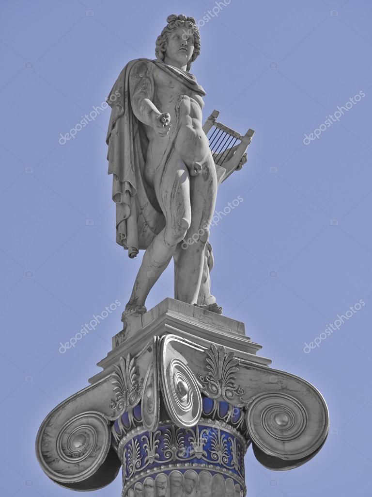 Apollo the ancient Greek god of music and poetry marble statue