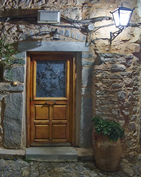Vchodu do domu, noc na ostrově chios, Řecko — Stock fotografie