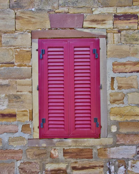 Red shutters window — Stock Photo, Image
