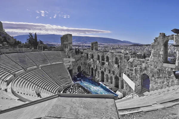 Antika grekiska teatern under Akropolis i Aten, Grekland Stockfoto