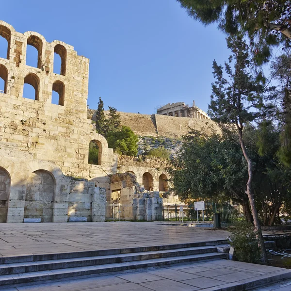 Herodeion and Parthenon, Athens Greece — Stock Photo, Image