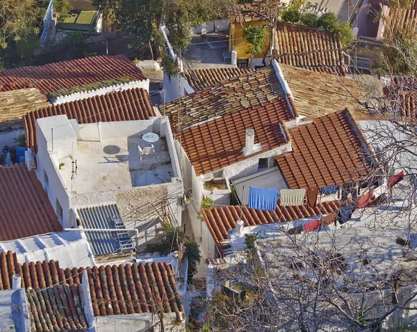 Tetti della casa a Plaka, vecchio centro di Atene, Grecia — Foto Stock