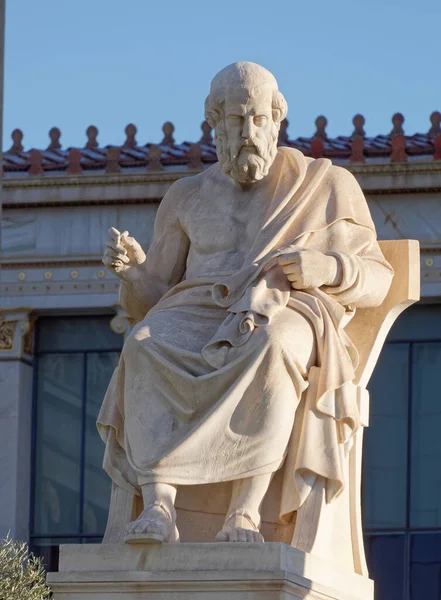 Platon Philosophe Grec Antique Devant Académie Nationale Bâtiment Néoclassique Athènes — Photo