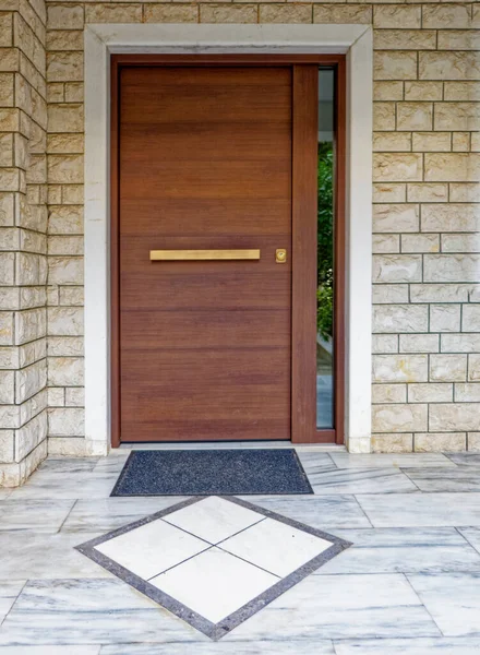 Contemporary House Entrance Wooden Door Athens Greece — Stock Photo, Image