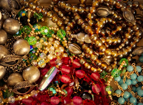 Kolekce Zlatých Módních Šperků Pohled Shora Zblízka — Stock fotografie