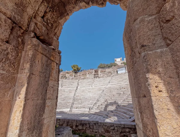 Athene Griekenland Herodium Oude Romeinse Theater Stands Anciennt Tempel Door — Stockfoto