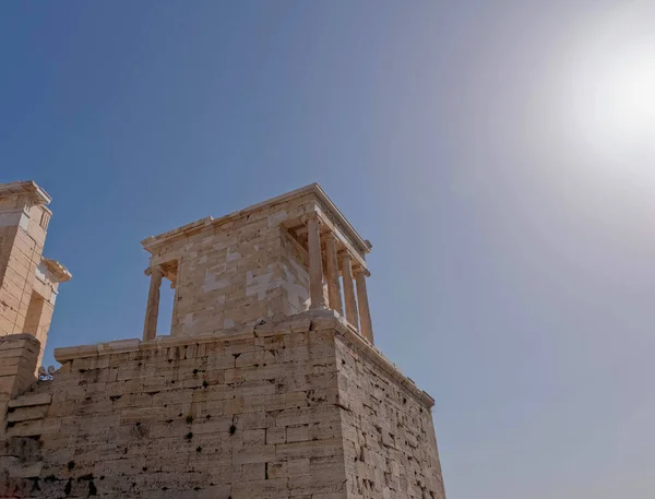 Athén Görögország Athena Nike Győztes Kis Templom Ionos Stílusú Oszlopokkal — Stock Fotó