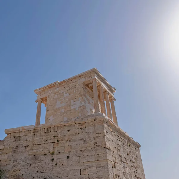 Athén Görögország Athena Nike Győztes Kis Templom Ionos Stílusú Oszlopokkal — Stock Fotó