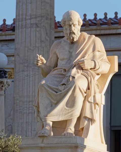 Plato Statue Ancient Greek Philosopher Front National Academy Athens Greece — ストック写真