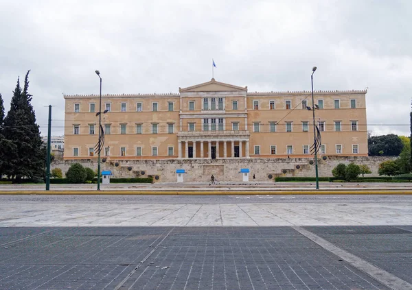 Greek Parliament Building Constitution Square Cloudy Sky — стоковое фото