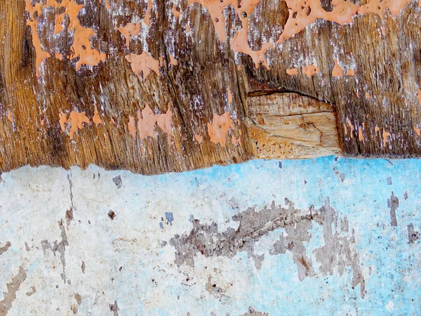 Durva Időjárású Barna Kék Darabok Közelről Texturált Háttér — Stock Fotó