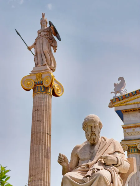 Platon Och Athena Marmorstatyer Aten Grekland — Stockfoto