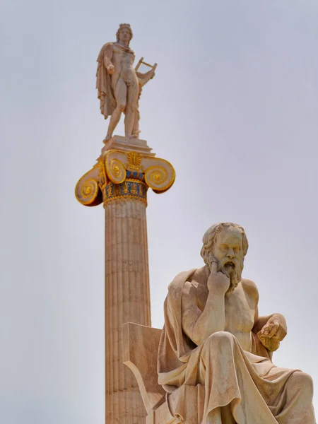 Sokrates Und Apollo Marmorstatuen Athen Griechenland — Stockfoto