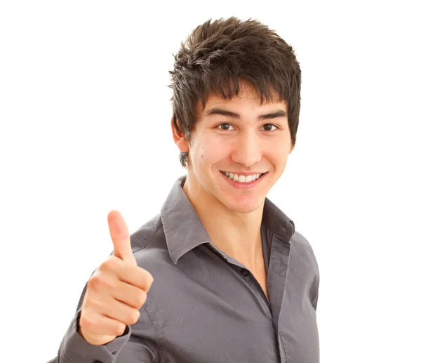 Close up of a young man showing thumbs up. — Stock Photo, Image
