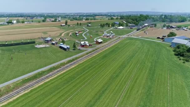 Ronks Pennsylvania Juni 2021 Een Luchtfoto Van Een Stoommachine Puffing — Stockvideo