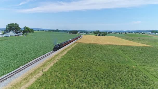 Ronks Pennsylvania June 2021 Aerial Ride View Steam Engine Puffing — 비디오