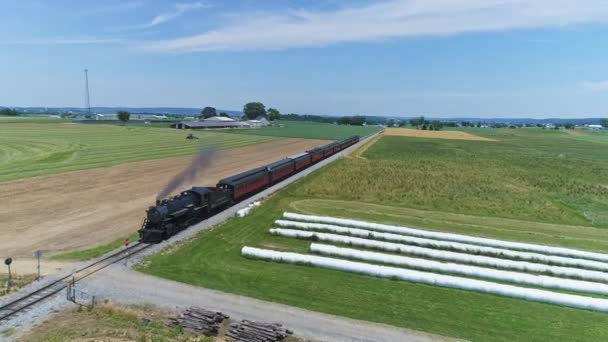 Ronks Pennsylvania June 2021 Aerial Ride View Steam Engine Puffing — 비디오