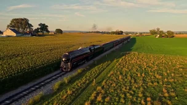 Ronks Pennsylvanie Septembre 2021 Vue Aérienne Une Locomotive Vapeur Autocars — Video