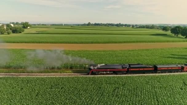 Ronks Pennsylvania July 2021 Aerial View Antique Steam Engine Passenger — Video