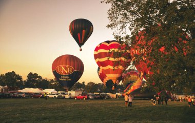 View of Many Hot Air Balloons Getting Ready to Take Off