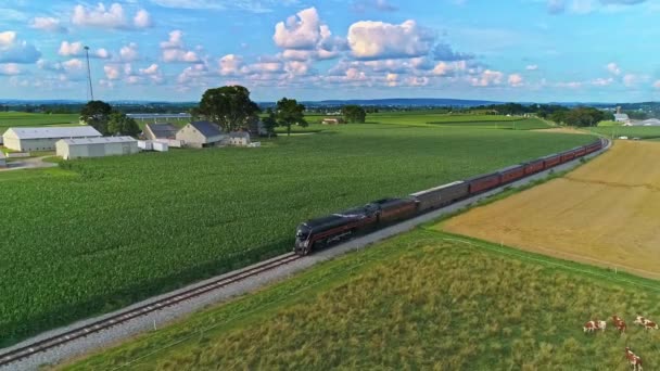 Ronks Pennsylvania Luglio 2021 Una Visione Aerea Successiva Antico Treno — Video Stock