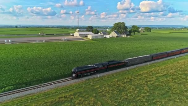 Ronks Pennsylvania Luglio 2021 Veduta Aerea Antico Treno Passeggeri Vapore — Video Stock