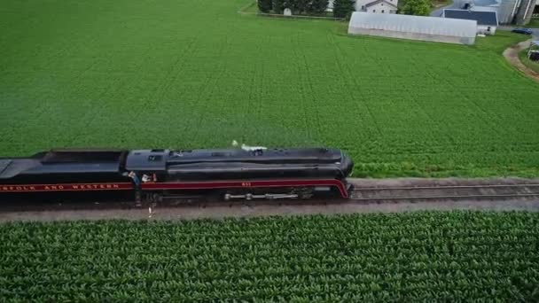 Ronks Pennsylvania Temmuz 2021 Antik Buharlı Yolcu Treni Nin Paralel — Stok video
