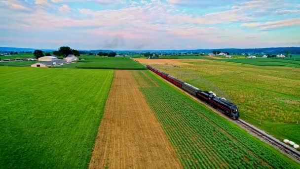 Ronks Pennsylvanie Juillet 2021 Vue Aérienne Train Voyageurs Vapeur Antique — Video