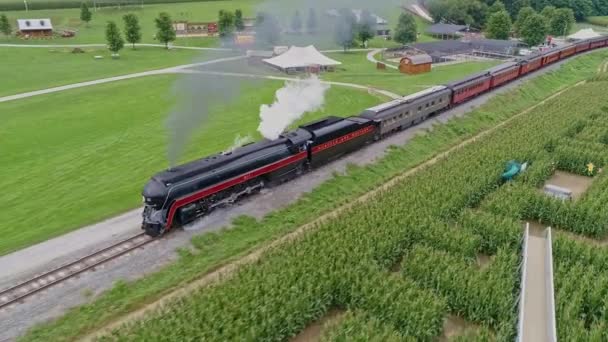 Ronks Pennsylvania Agosto 2021 Una Vista Aérea Frontal Lateral Tren — Vídeo de stock