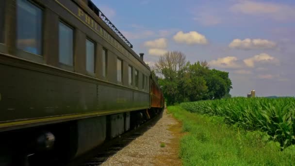 Ronks Pennsylvania Července 2021 Pohled Parní Osobní Vlak Projíždějící Přes — Stock video