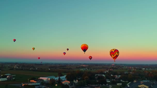 Bird Hand Pennsylvania September 2021 Drone View Hot Air Balloons — Stok video