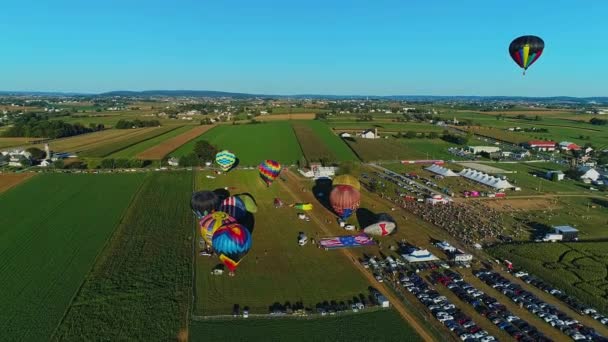 Bird Hand Pennsylvania September 2021 Drone View Hot Air Balloons — Video