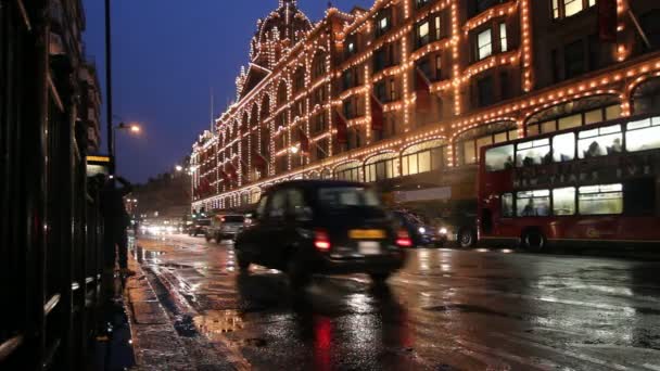 Harrods Department store in London at Christmas — Stock Video