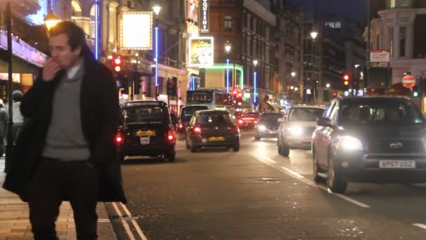 Shaftesbury Avenue with Christmas in London, UK — Stock Video